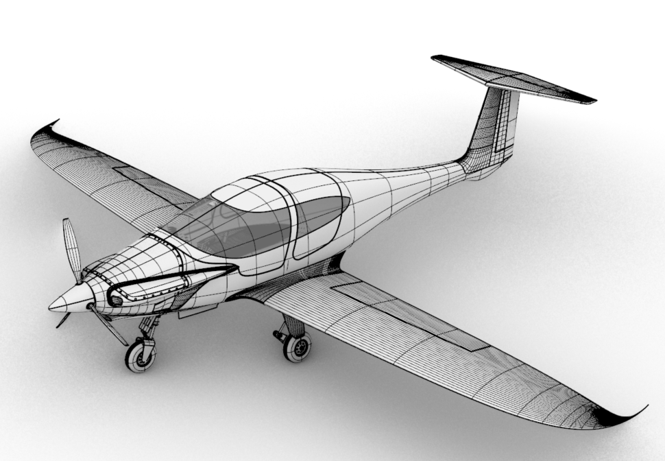 Modellazione 3D del velivolo Pipistrel Panthera.